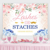 Lofaris Lashes Or Staches Blue Floral Backdrop for Baby Shower